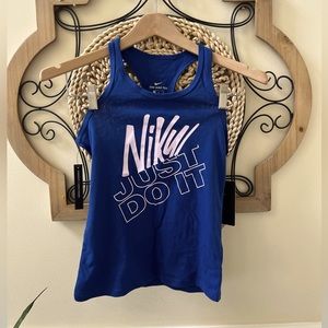 NIKE girls size Medium blue racer back tank top.  NWT
